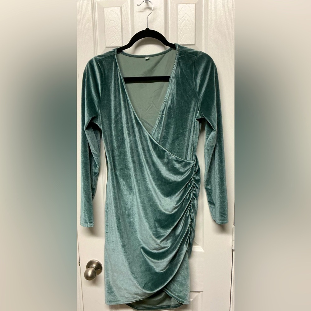 Large velvet sage green dress